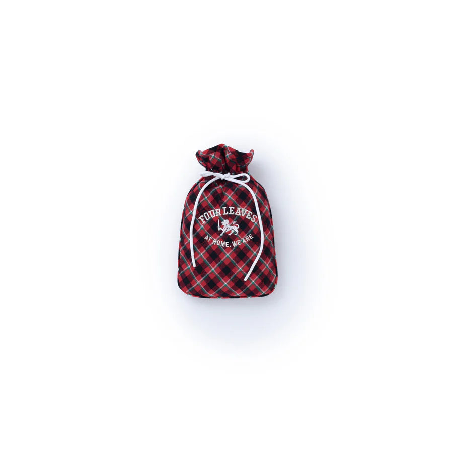 Checked flannel quilted hot water bottle cover