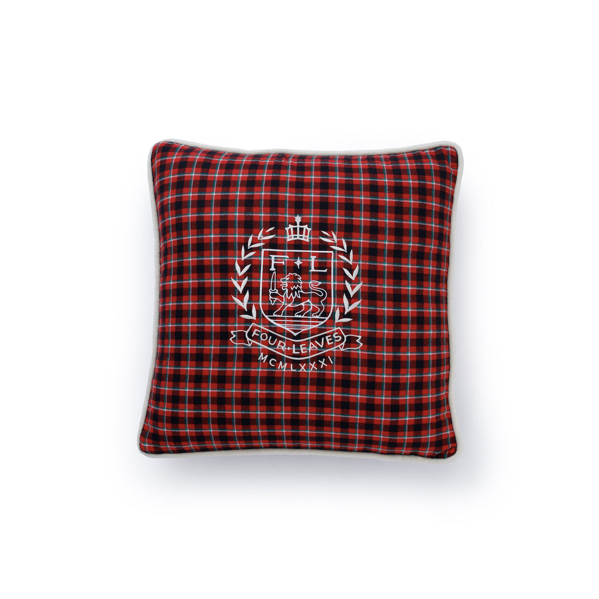 Checked flannel quilted decorative pillow - Four Leaves