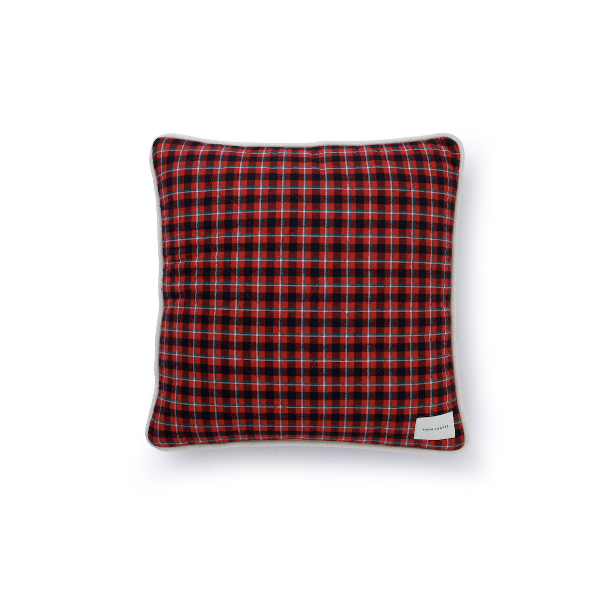 Checked flannel quilted decorative pillow - Four Leaves