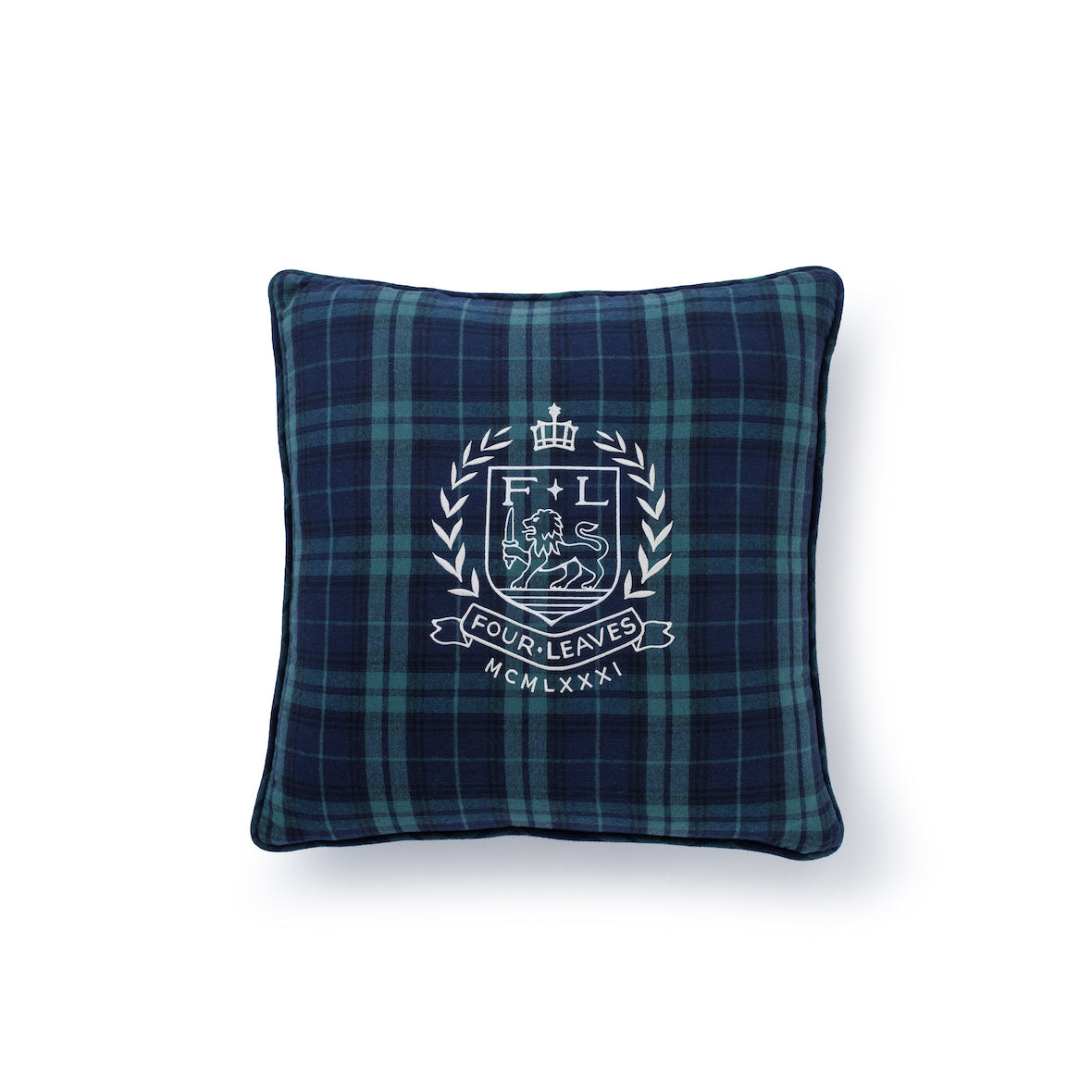 Checked flannel quilted decorative pillow - Four Leaves